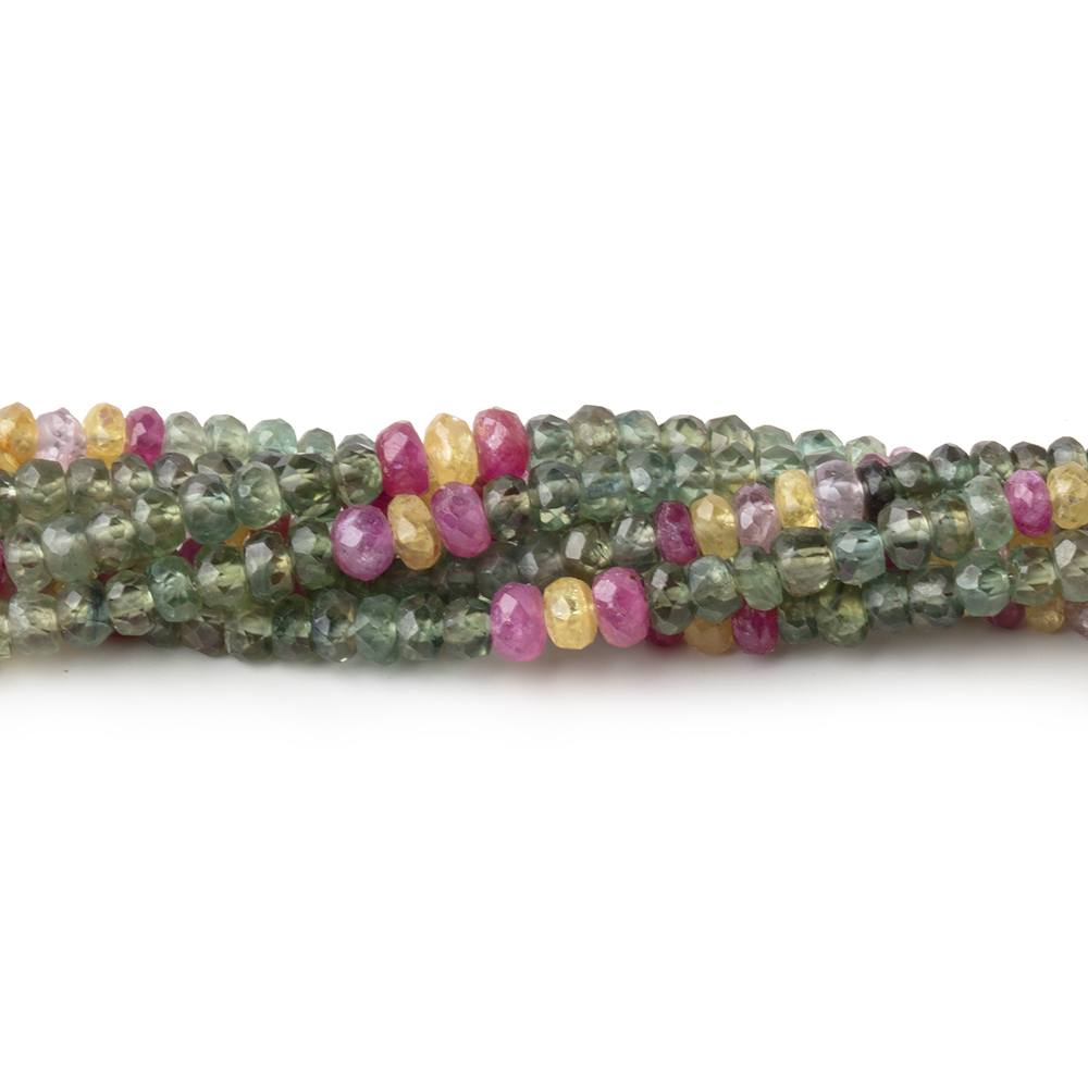 3-3.5mm Multi Color Sapphire Faceted Rondelle Beads 16 inch 200 pieces - Beadsofcambay.com