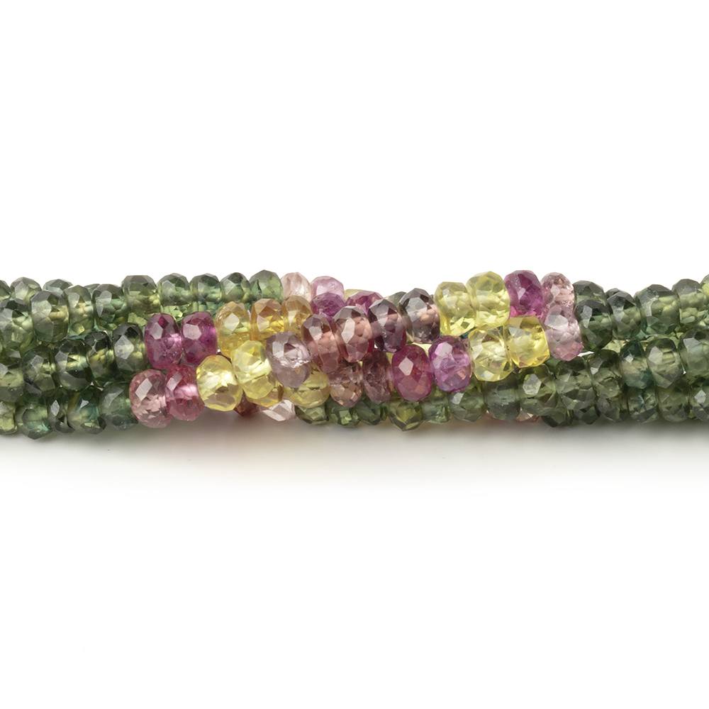 3-3.5mm Multi Color Sapphire Faceted Rondelles 16 inch 200 Beads - Beadsofcambay.com