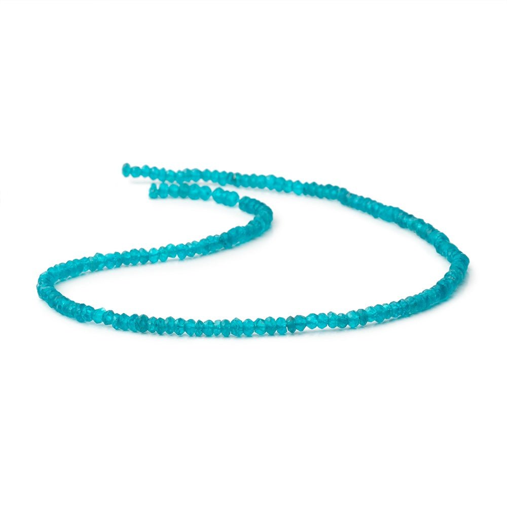 3 - 3.5mm Neon Blue Apatite Faceted Rondelle 13 inch 155 Beads - Beadsofcambay.com