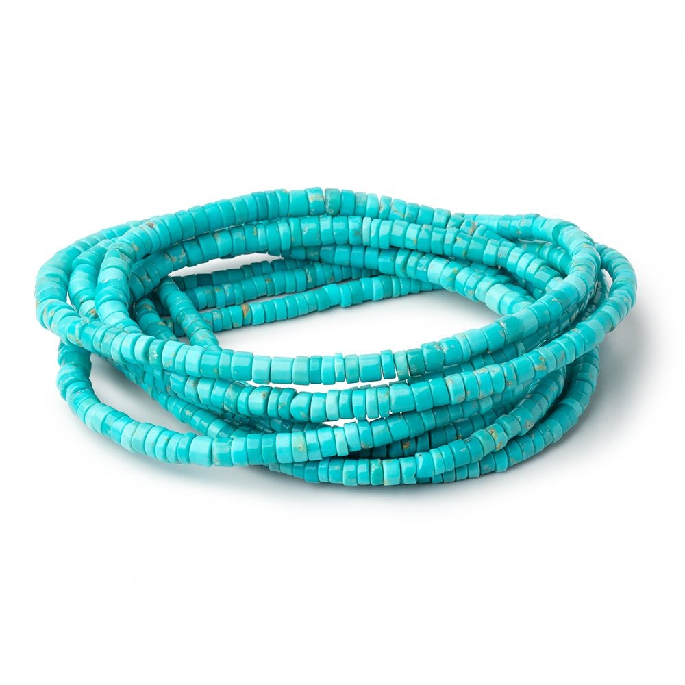 3 - 4.5mm Sleeping Beauty Turquoise Plain Heishi Beads 15 inch 185 pieces AA - Beadsofcambay.com
