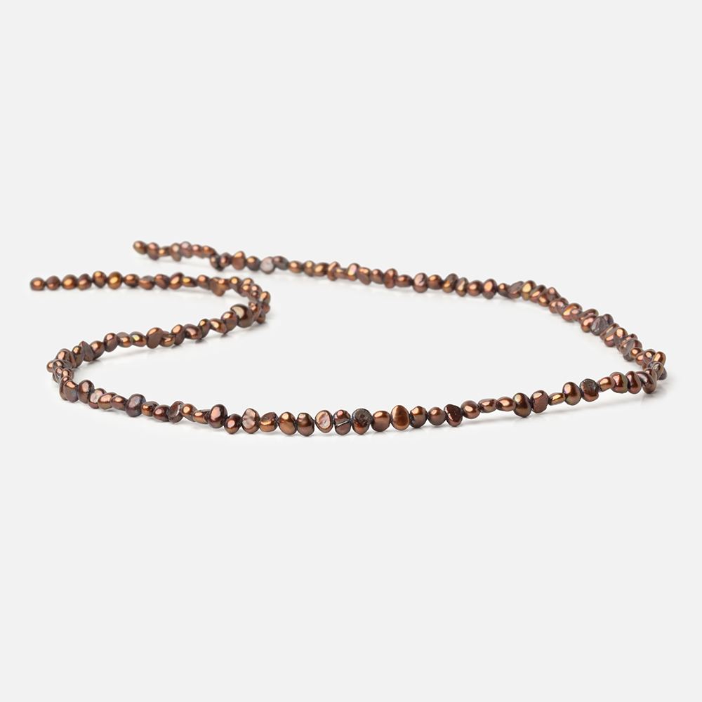 3 - 4mm Chestnut Brown Petite Baroque Freshwater Pearls 15.5 inch 130 Beads - Beadsofcambay.com