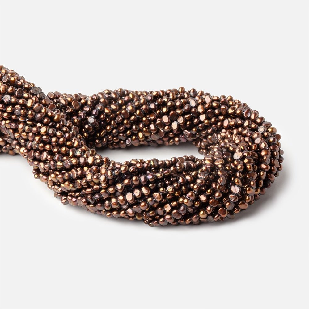 3 - 4mm Chestnut Brown Petite Baroque Freshwater Pearls 15.5 inch 130 Beads - Beadsofcambay.com