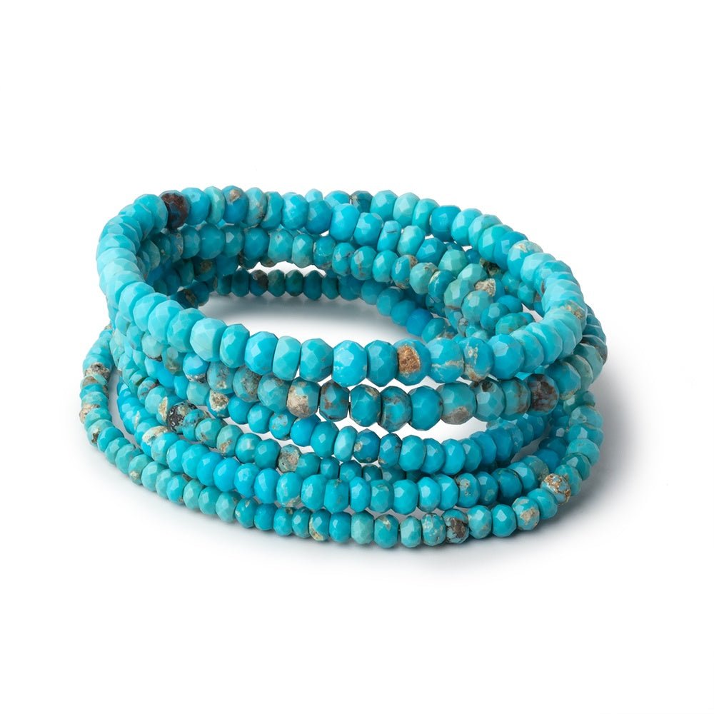 3 - 5mm Turquoise Faceted Rondelle Beads 16 inch 178 pieces - Beadsofcambay.com