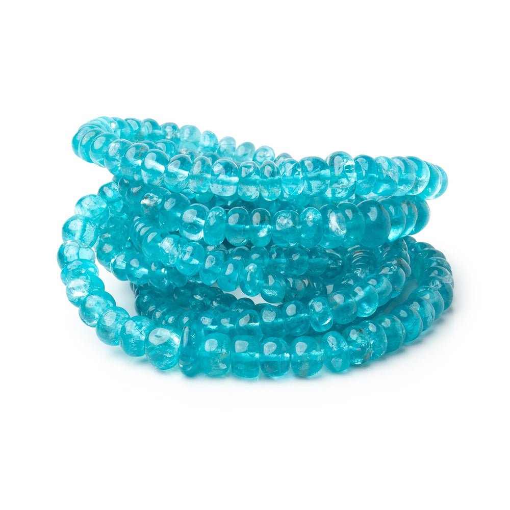3-7mm Pool Blue Apatite Plain Rondelle Beads 15.5 inch 94 pieces - Beadsofcambay.com