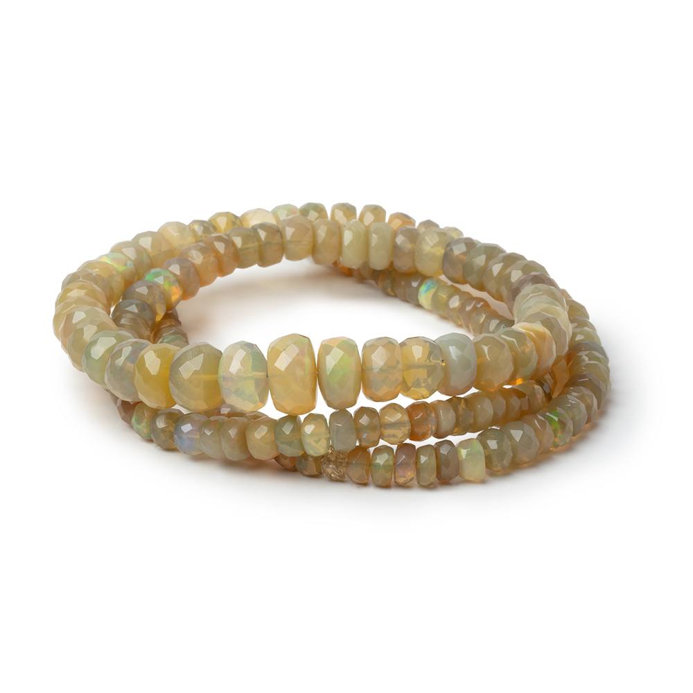 3-8.5mm Ecru Ethiopian Opal Faceted Rondelles 18 inch 157 Beads - Beadsofcambay.com