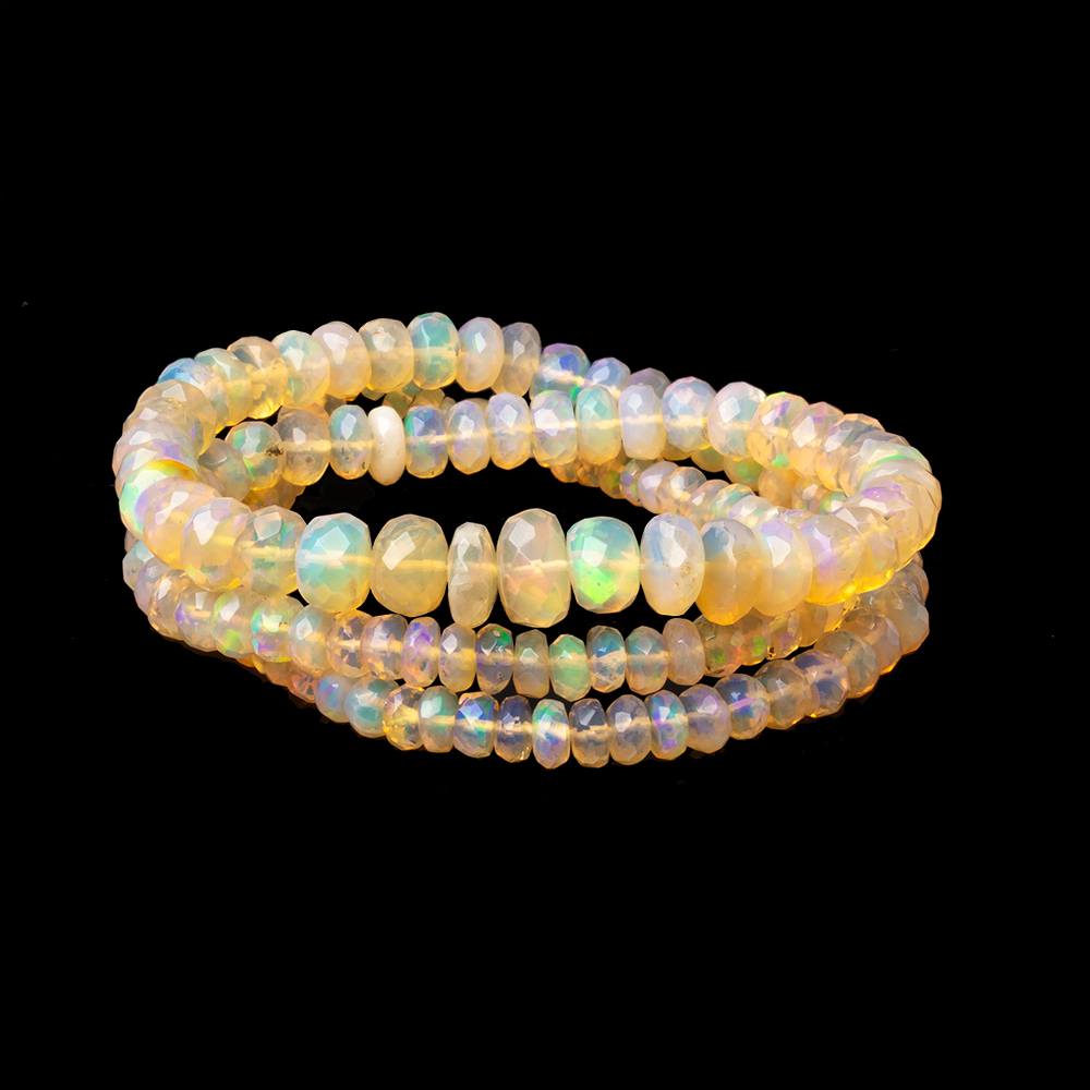 3-8mm Golden Ethiopian Opal Faceted Rondelles 17 inch 148 Beads AAA - Beadsofcambay.com