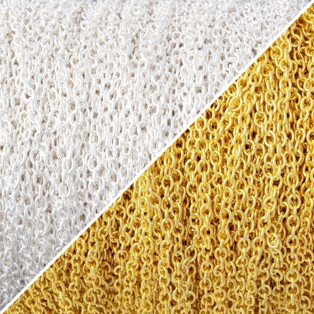 3 Feet - 1.7mm Oval Link Chain - Beadsofcambay.com