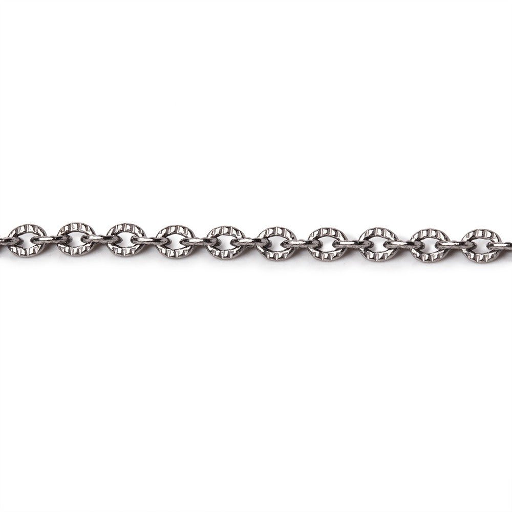 3 Feet - 2.5mm Small Corrugated Oval Link Chain - Beadsofcambay.com