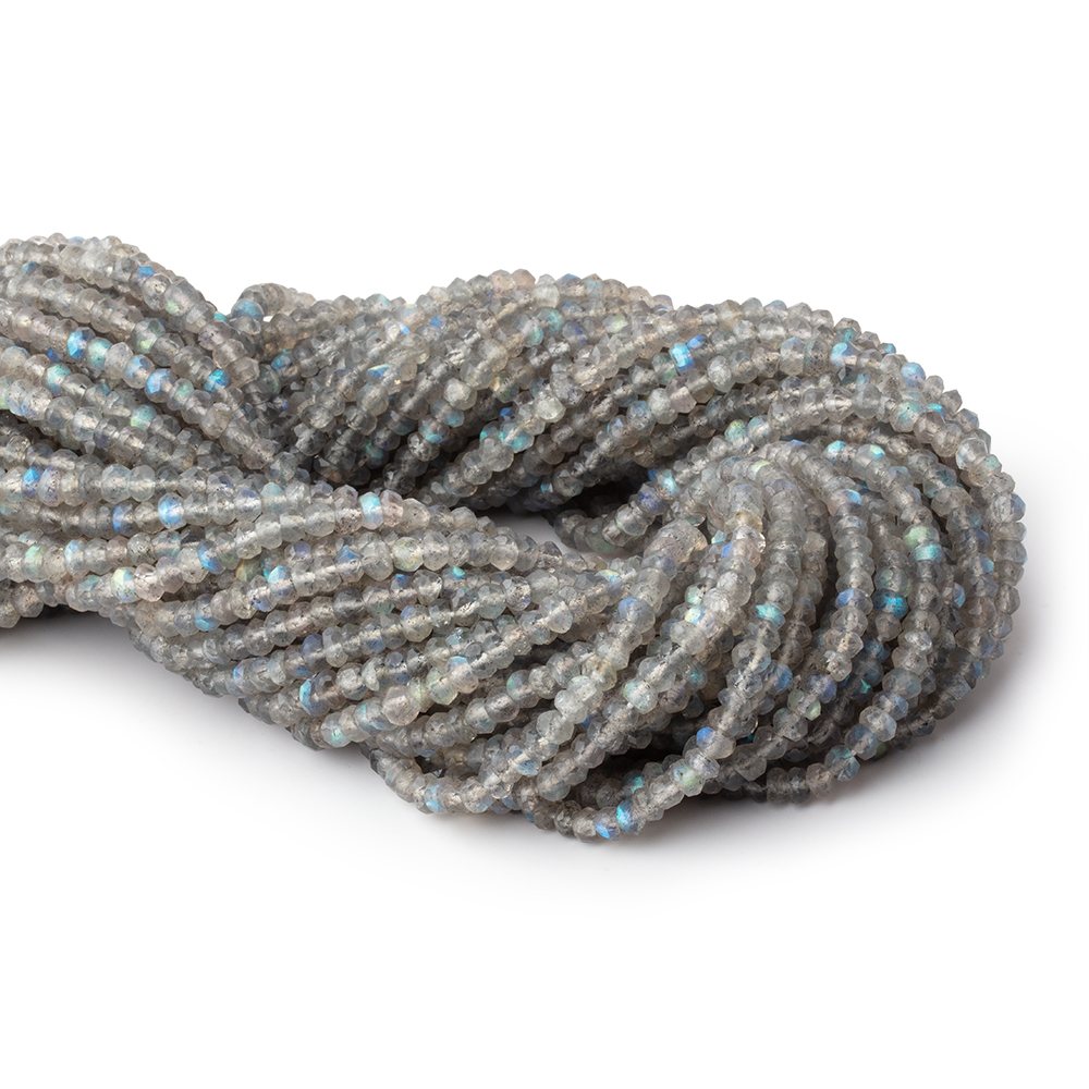 3.7mm Light Labradorite Faceted Rondelle Beads 13 inch 144 pieces - BeadsofCambay.com