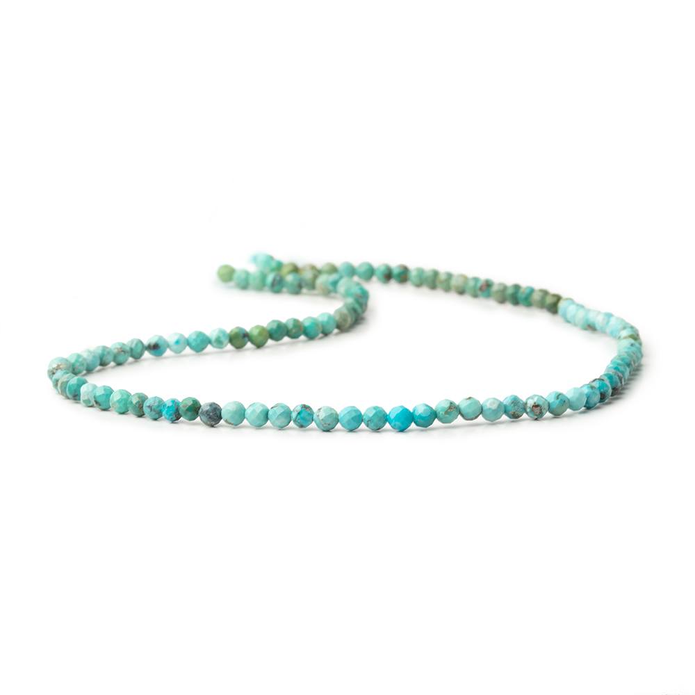 3.3mm Shaded Turquoise Micro Faceted Round 12.5 inch 100 Beads - Beadsofcambay.com