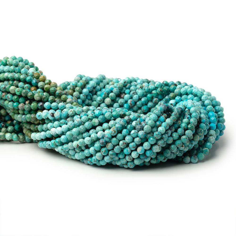 3.3mm Shaded Turquoise Micro Faceted Round 12.5 inch 100 Beads - Beadsofcambay.com