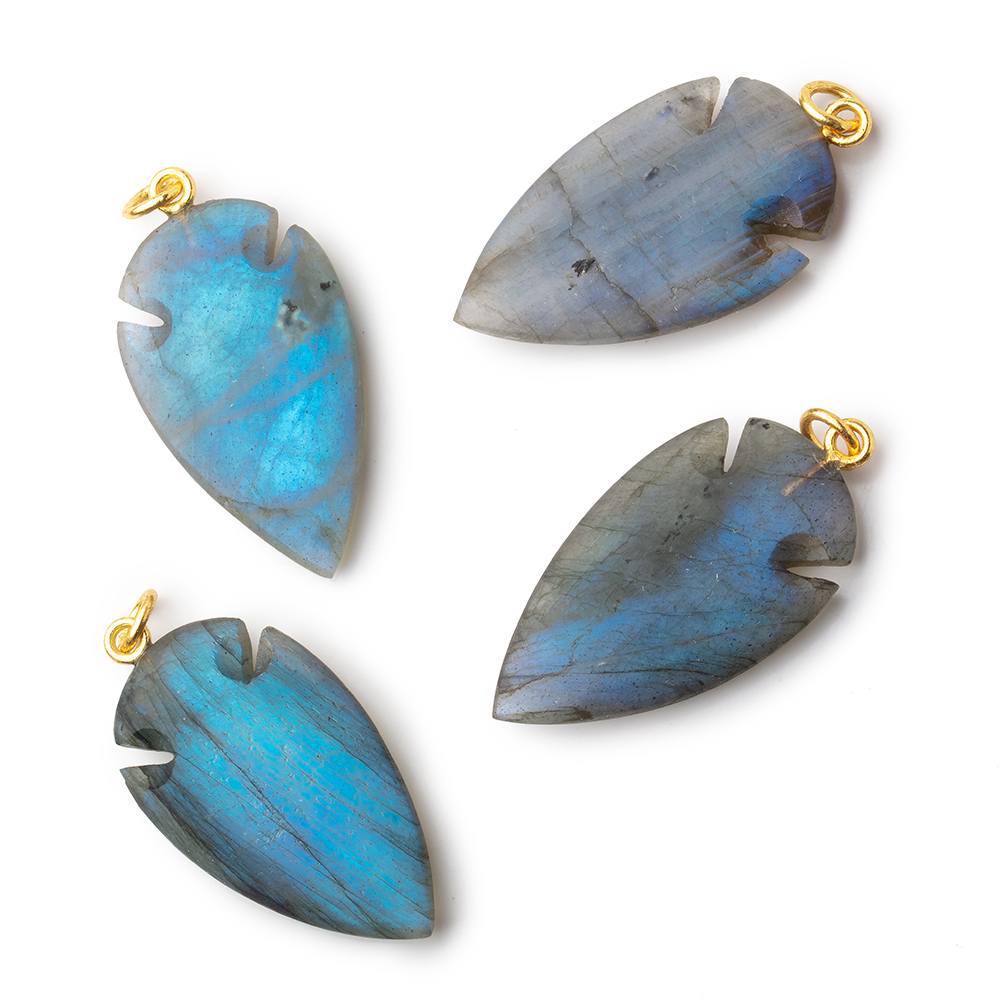 33x20mm Matte Labradorite Plain Arrowhead Pendant 1 Focal - Beadsofcambay.com