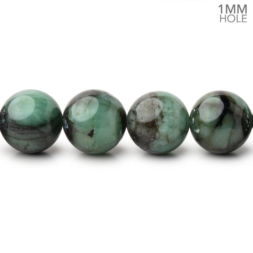 11mm Brazilian Emerald Plain Round Beads 16 inch 36 pieces 1mm Hole - BeadsofCambay.com