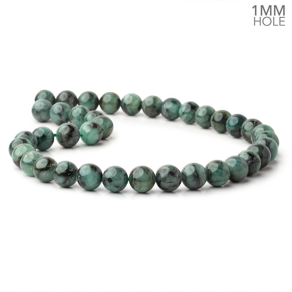 11mm Brazilian Emerald Plain Round Beads 16 inch 36 pieces 1mm Hole - BeadsofCambay.com