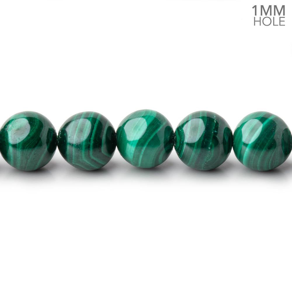 8mm Malachite Plain Round Beads 15.5 inch 48 pieces 1mm hole - BeadsofCambay.com
