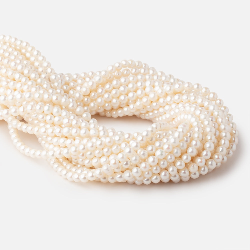 5mm Off White Side Drilled Off Round Freshwater Pearls 15.5 inch 85 Beads A - BeadsofCambay.com