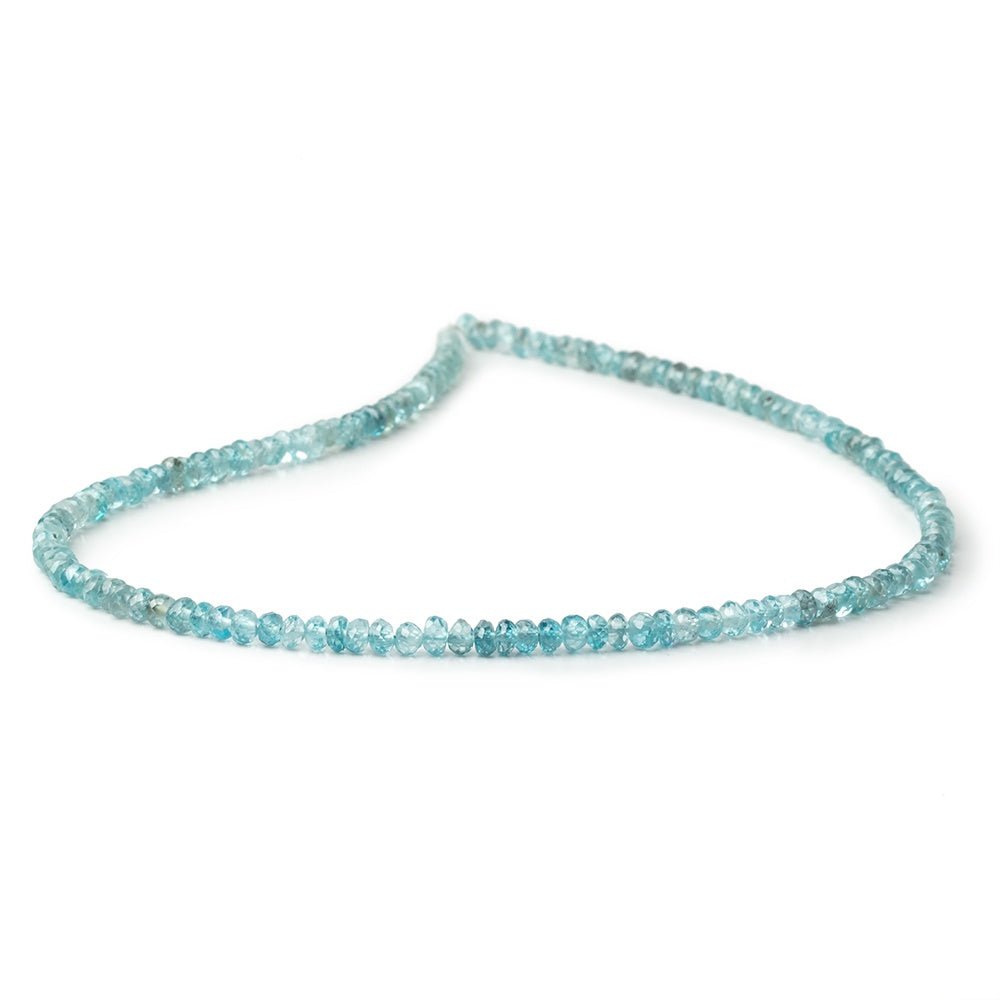 3.5 - 4mm Blue Zircon Faceted Rondelle Beads 13.75 inch 145 pieces - Beadsofcambay.com