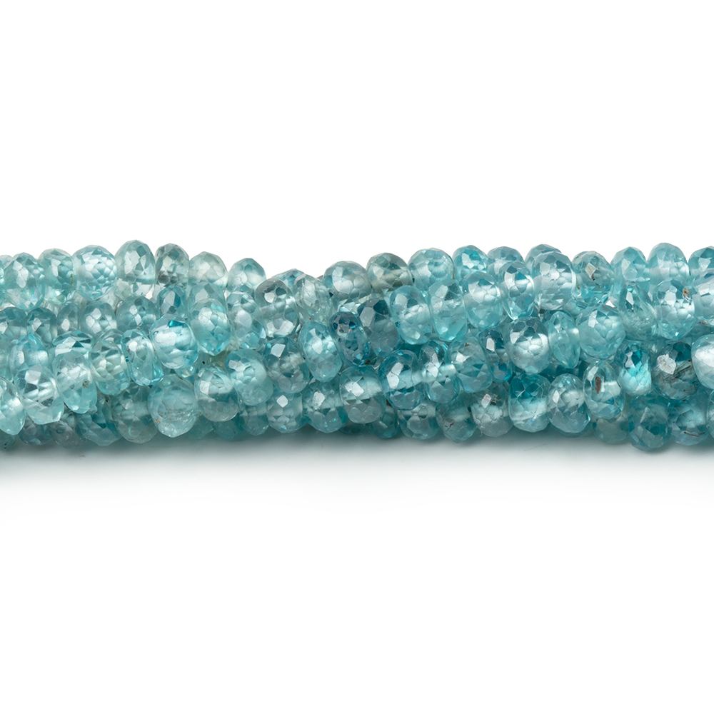3.5 - 4mm Blue Zircon Faceted Rondelle Beads 13.75 inch 145 pieces - Beadsofcambay.com
