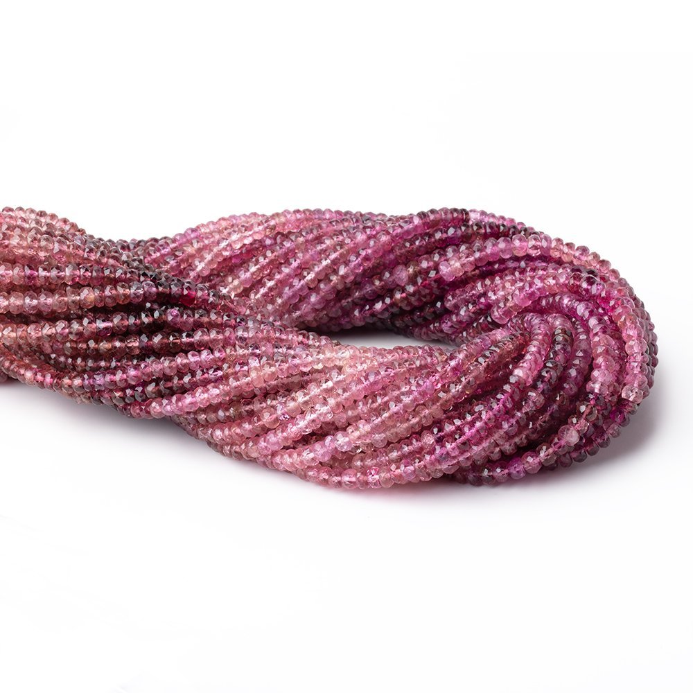 3.5 - 4mm Pink Tourmaline Faceted Rondelle Beads 14 inch 145 pieces AA - Beadsofcambay.com