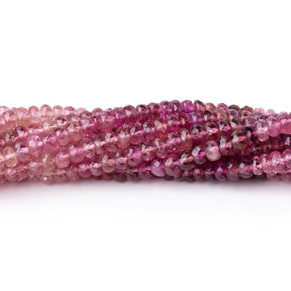 3.5 - 4mm Pink Tourmaline Faceted Rondelle Beads 14 inch 145 pieces AA - Beadsofcambay.com