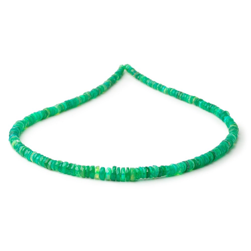 3.5 - 6.5mm Kelly Green Ethiopian Opal Faceted Heishi 16 inch 228 Beads AA - Beadsofcambay.com