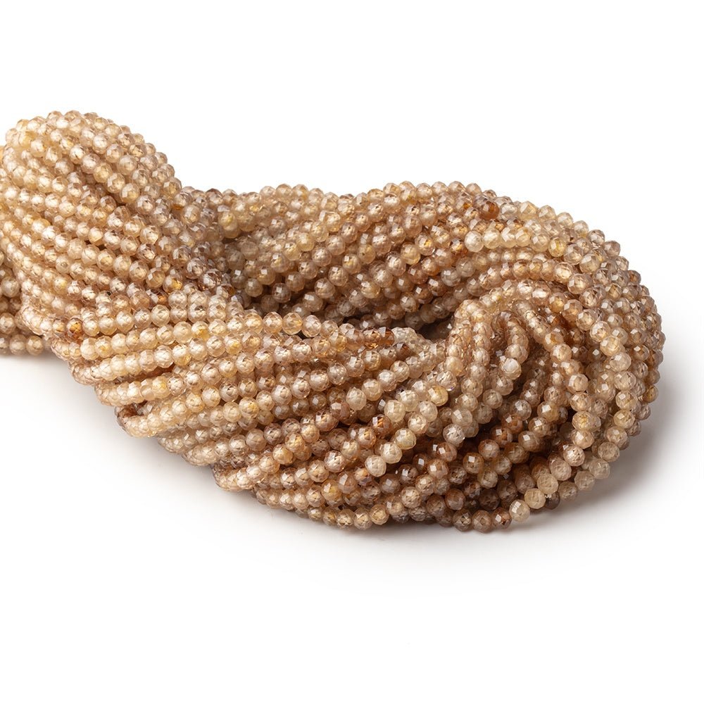 3.5mm Warm Brown Zircon Micro Faceted Rondelles 12.5 inch 100 Beads AA - Beadsofcambay.com
