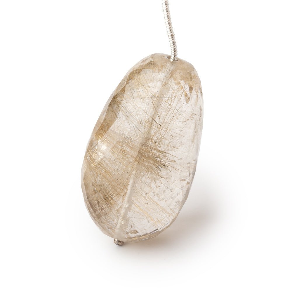 35x20mm Rutilated Quartz Faceted Nugget Focal 1 Bead - Beadsofcambay.com