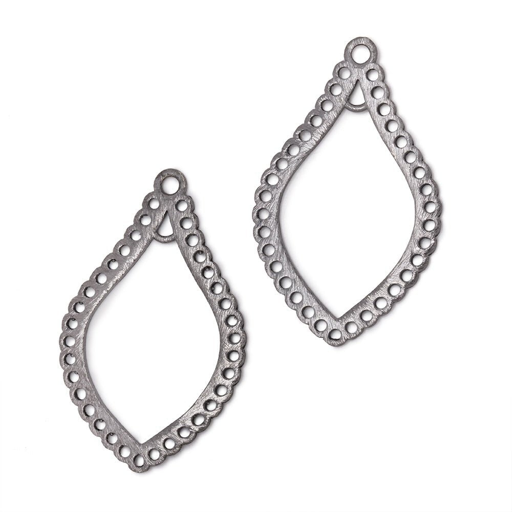 35x21mm Brushed Filigree Tear Drop Charm Set of 2 pieces - Beadsofcambay.com