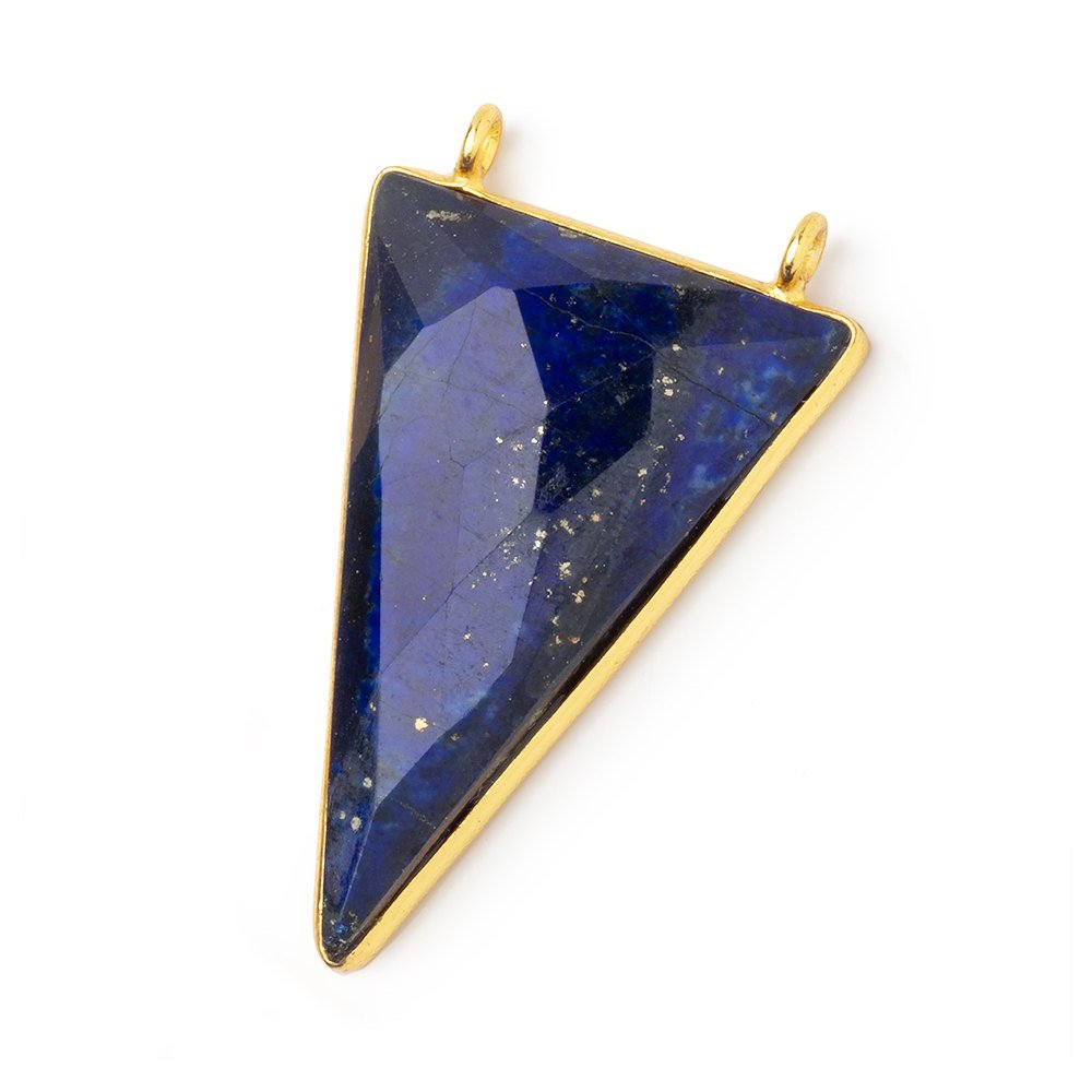 35x24mm Vermeil Bezel Lapis Lazuli Faceted Point Connector 1 piece - Beadsofcambay.com