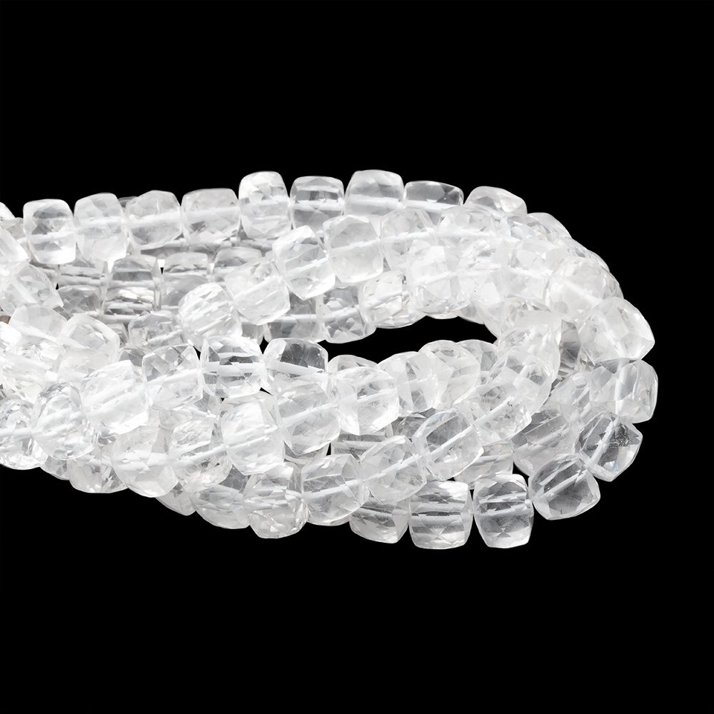 6-7mm Crystal Quartz Faceted Cubes 7.5 inch 27 Beads - BeadsofCambay.com