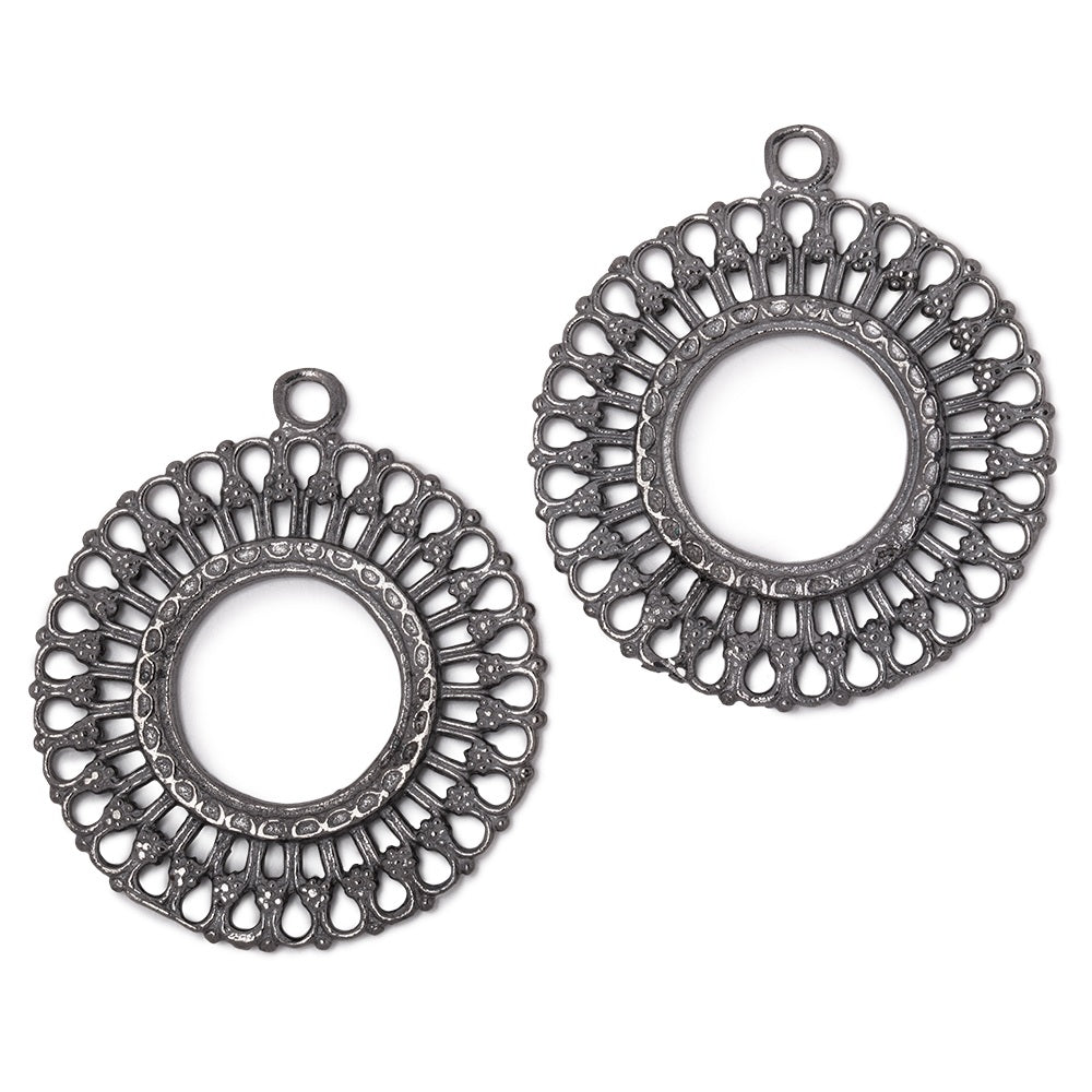 37mm Round Filigree Charm Set of 2 pieces - Beadsofcambay.com