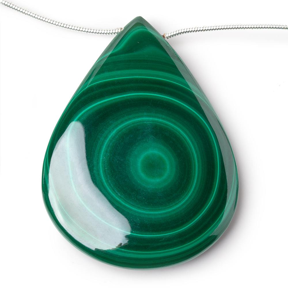 38x27 - 50x37mm Malachite Plain Pear Briolette 6 inch 5 Beads - Beadsofcambay.com