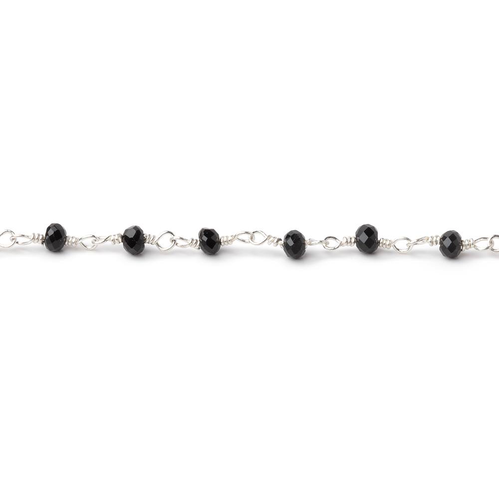 3mm Black Spinel Silver Plated Wire Wrapped Chain - Beadsofcambay.com