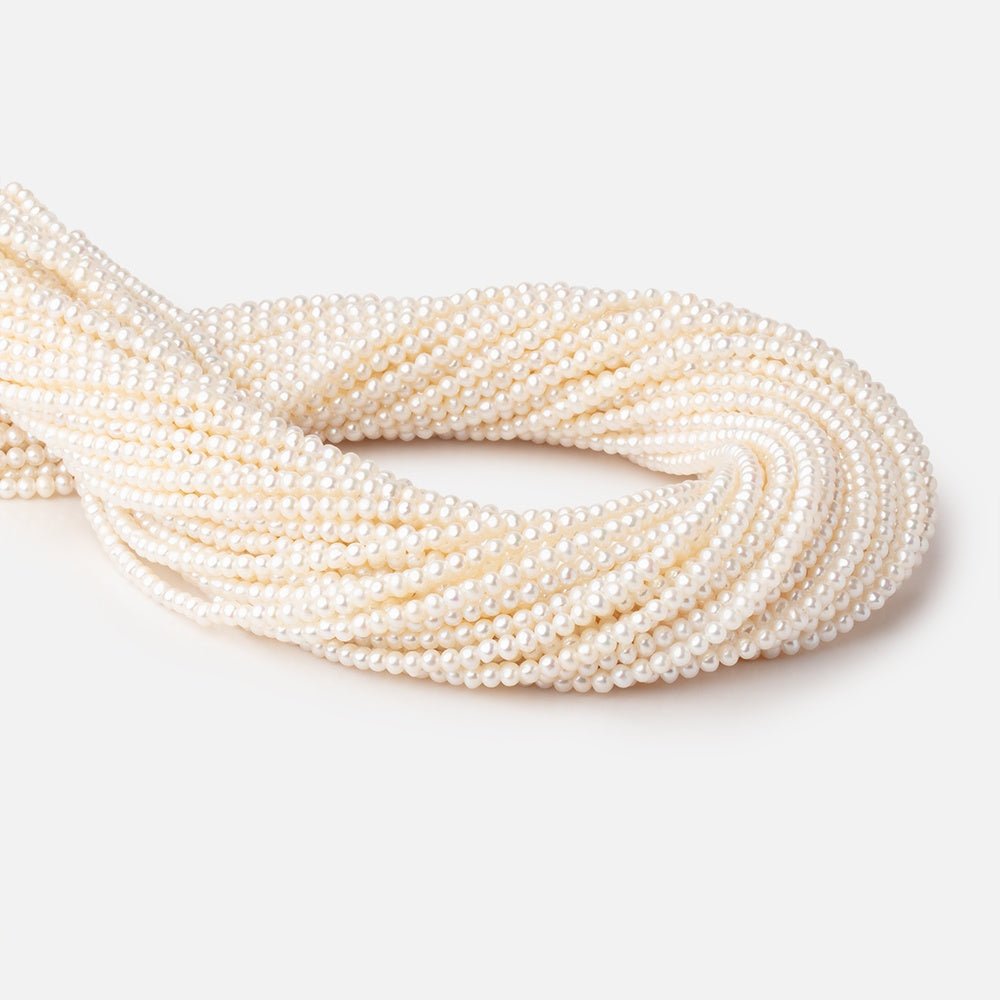 3mm Creamy White Off Round Freshwater Pearls 15.5 inch 140 Beads AAA - Beadsofcambay.com