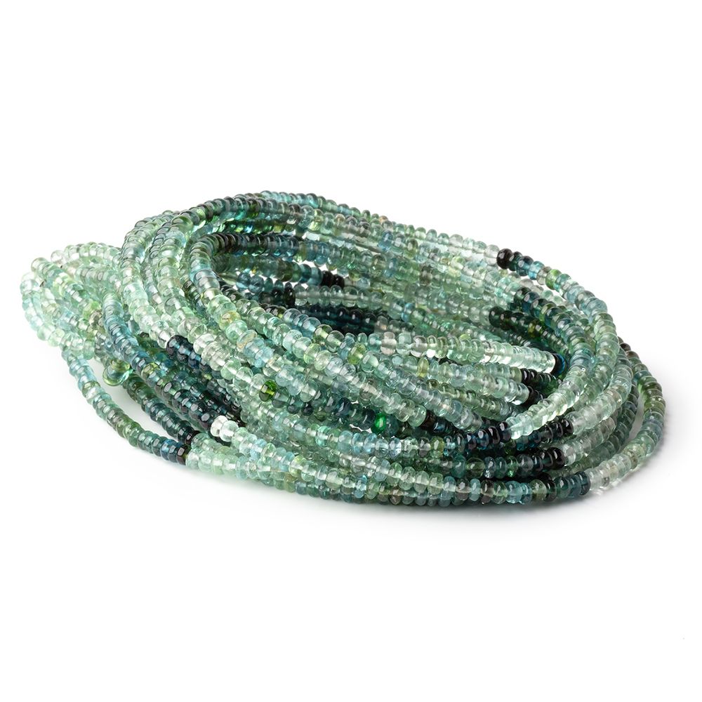 3mm Green & Indicolite Afghani Tourmaline Plain Rondelles 16 inch 215 Beads - Beadsofcambay.com