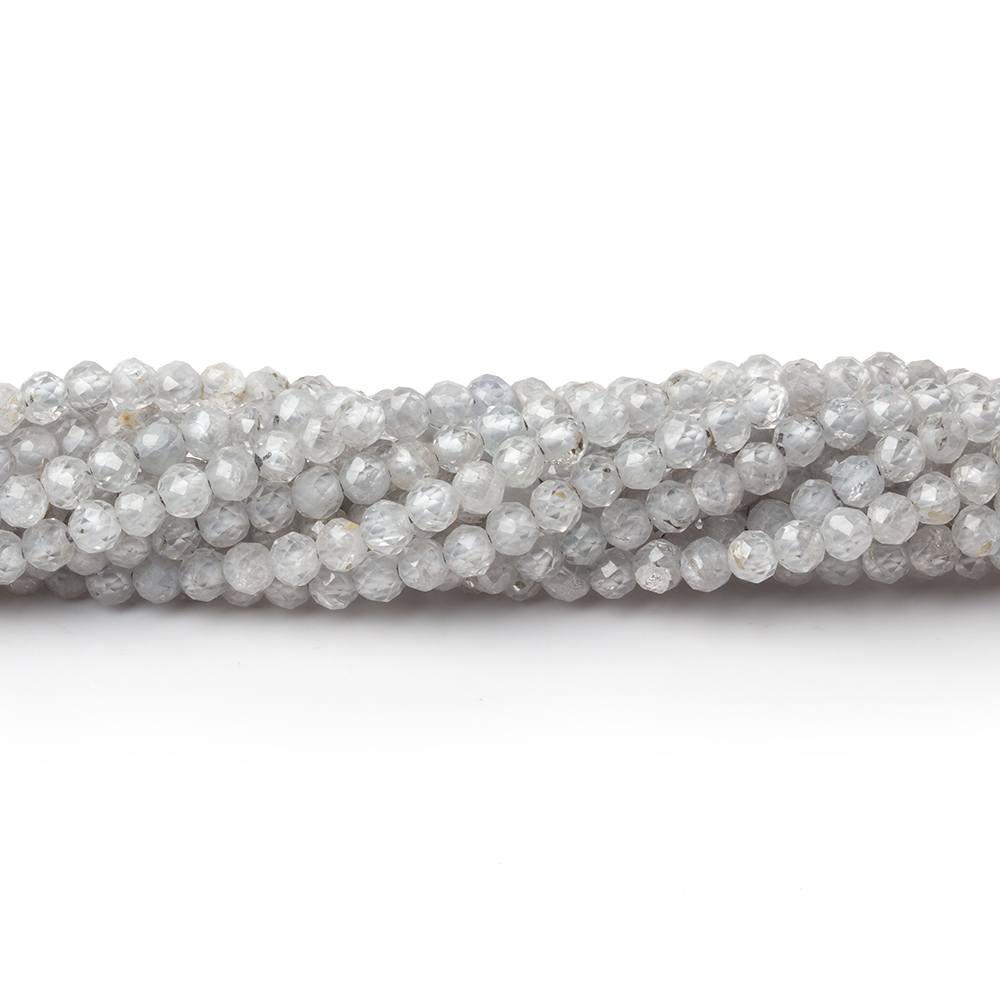 3mm Grey Zircon Micro Faceted Round Beads 12.5 inch 112 pieces - Beadsofcambay.com