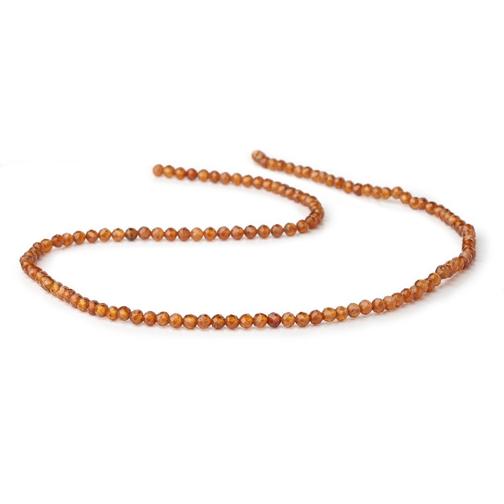 3mm Hessonite Garnet Micro Faceted Round Beads 15.5 inch 126 pieces - Beadsofcambay.com
