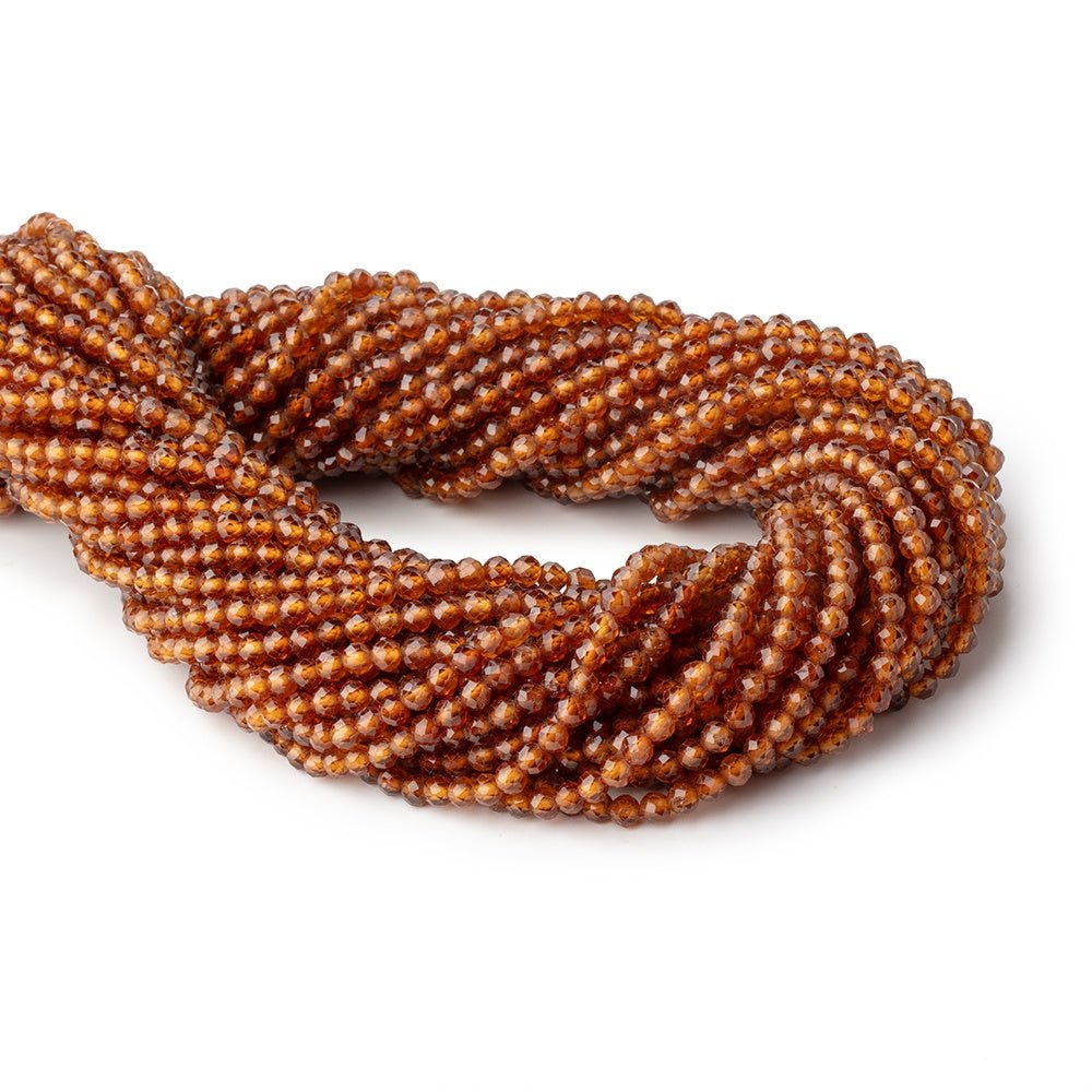 3mm Hessonite Garnet Micro Faceted Round Beads 15.5 inch 126 pieces - Beadsofcambay.com