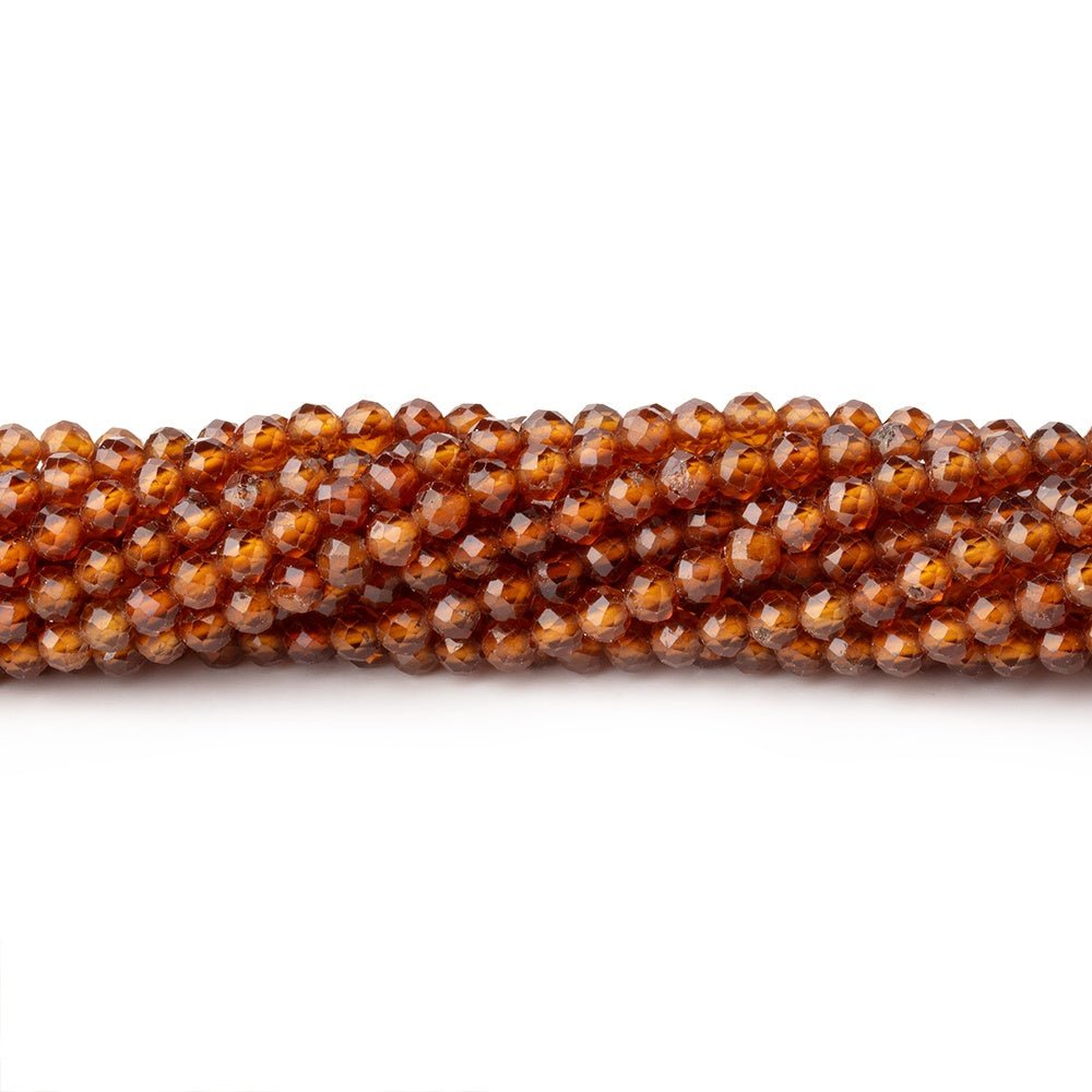 3mm Hessonite Garnet Micro Faceted Round Beads 15.5 inch 126 pieces - Beadsofcambay.com