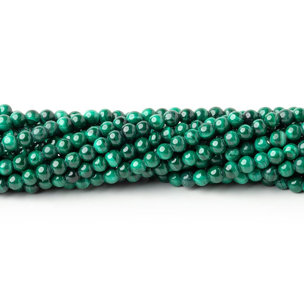 3mm Malachite Plain Round Beads 15.75 inch 130 pieces - Beadsofcambay.com