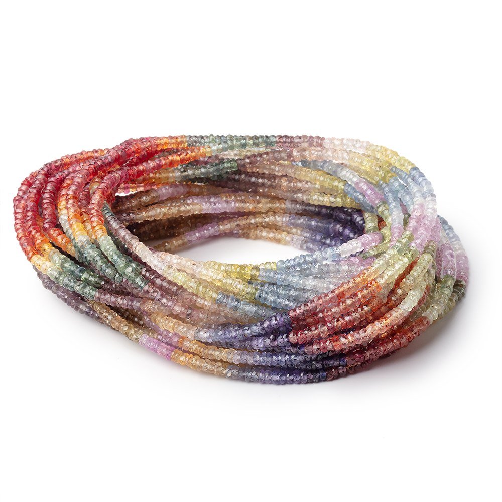 3mm Multi Color Sapphire Faceted Rondelle 18 inch 300 Beads AA - Beadsofcambay.com