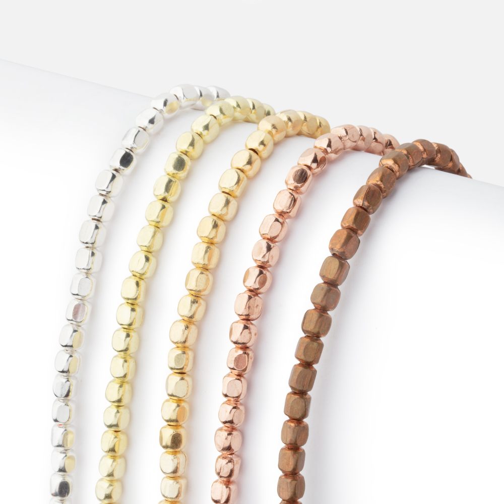 3mm Polished Cube Beads - Beadsofcambay.com