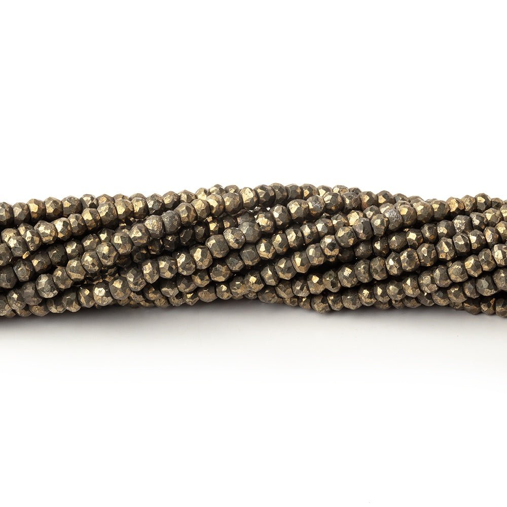 3mm Pyrite Faceted Rondelle Beads 13.75 inch 155 pieces - Beadsofcambay.com
