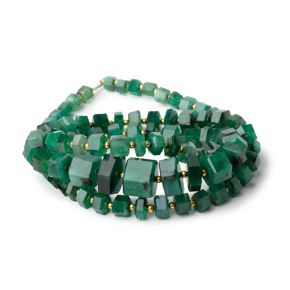 3x4 - 8x10mm Emerald Hex Cut Beads 20 inch 88 pieces AAA - Beadsofcambay.com