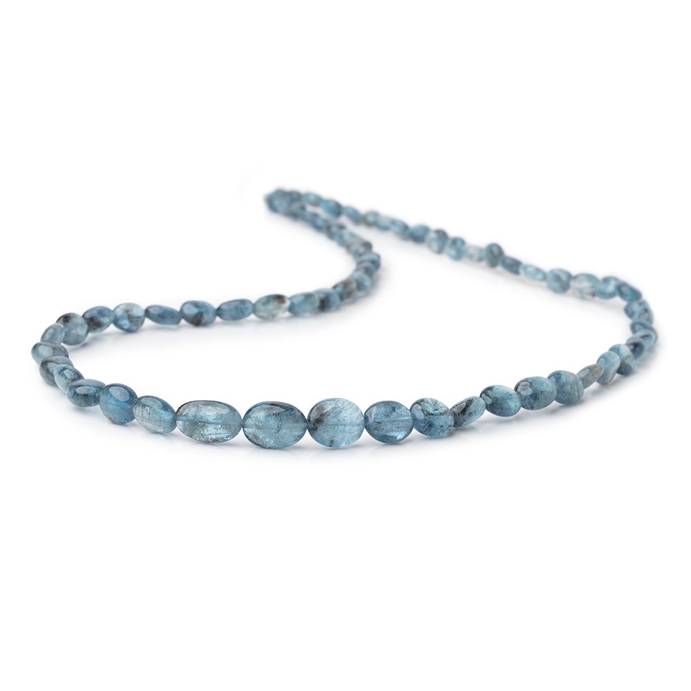4-10mm Moss Aquamarine Plain Oval Beads 17.5 inch 68 pieces - Beadsofcambay.com