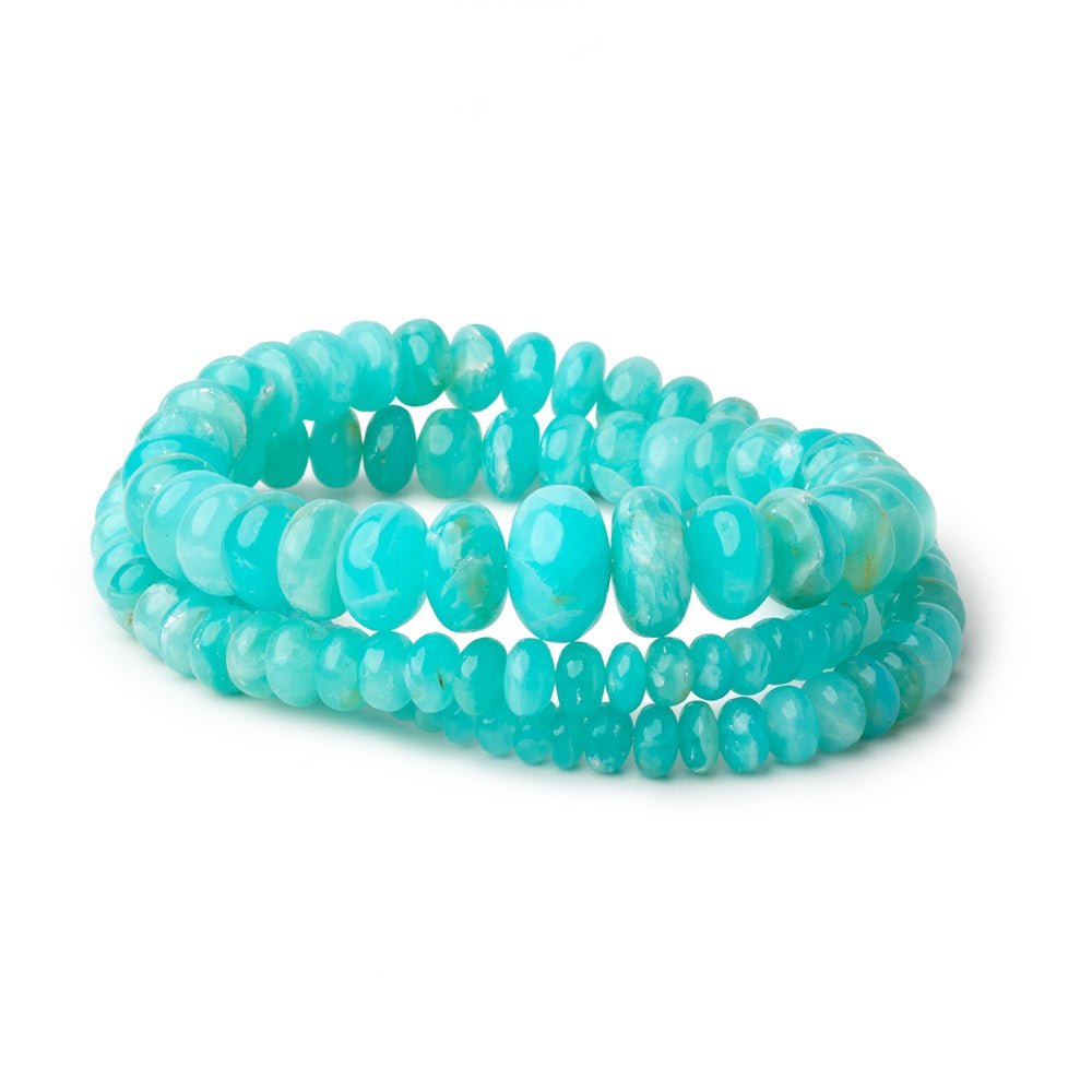 4 - 13mm Peruvian Blue Opal Plain Rondelles 20 inch 115 Beads AAA - Beadsofcambay.com