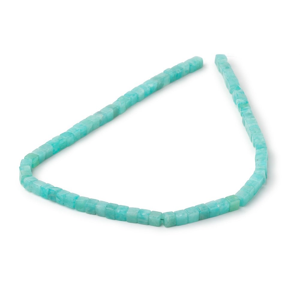 4 - 4.5mm Amazonite Plain Cube Beads 13.75 inch 78 pieces - Beadsofcambay.com