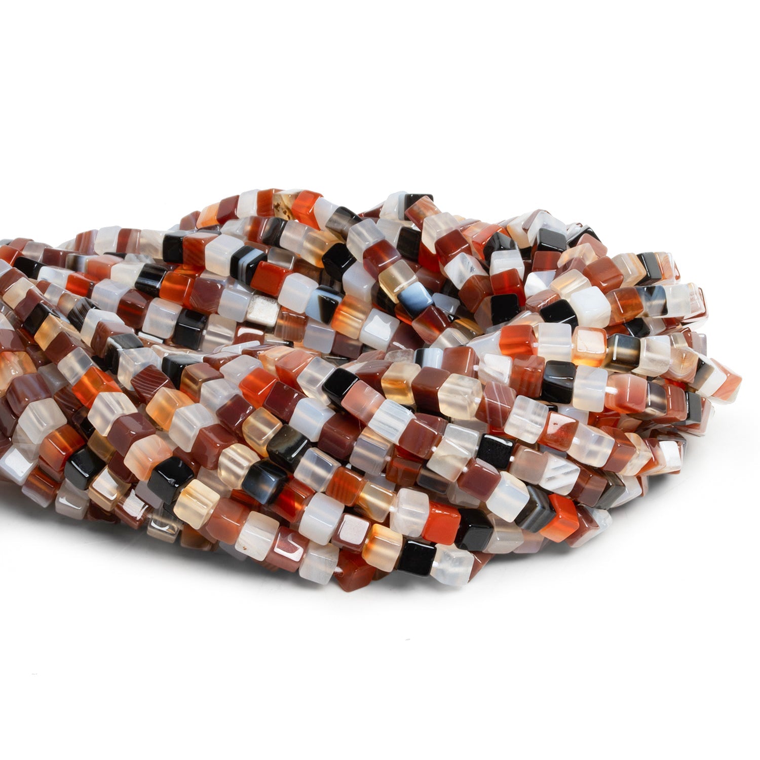 4-4.5mm Botswana Agate Plain Cube Beads 14 inch 80 pieces - Beadsofcambay.com