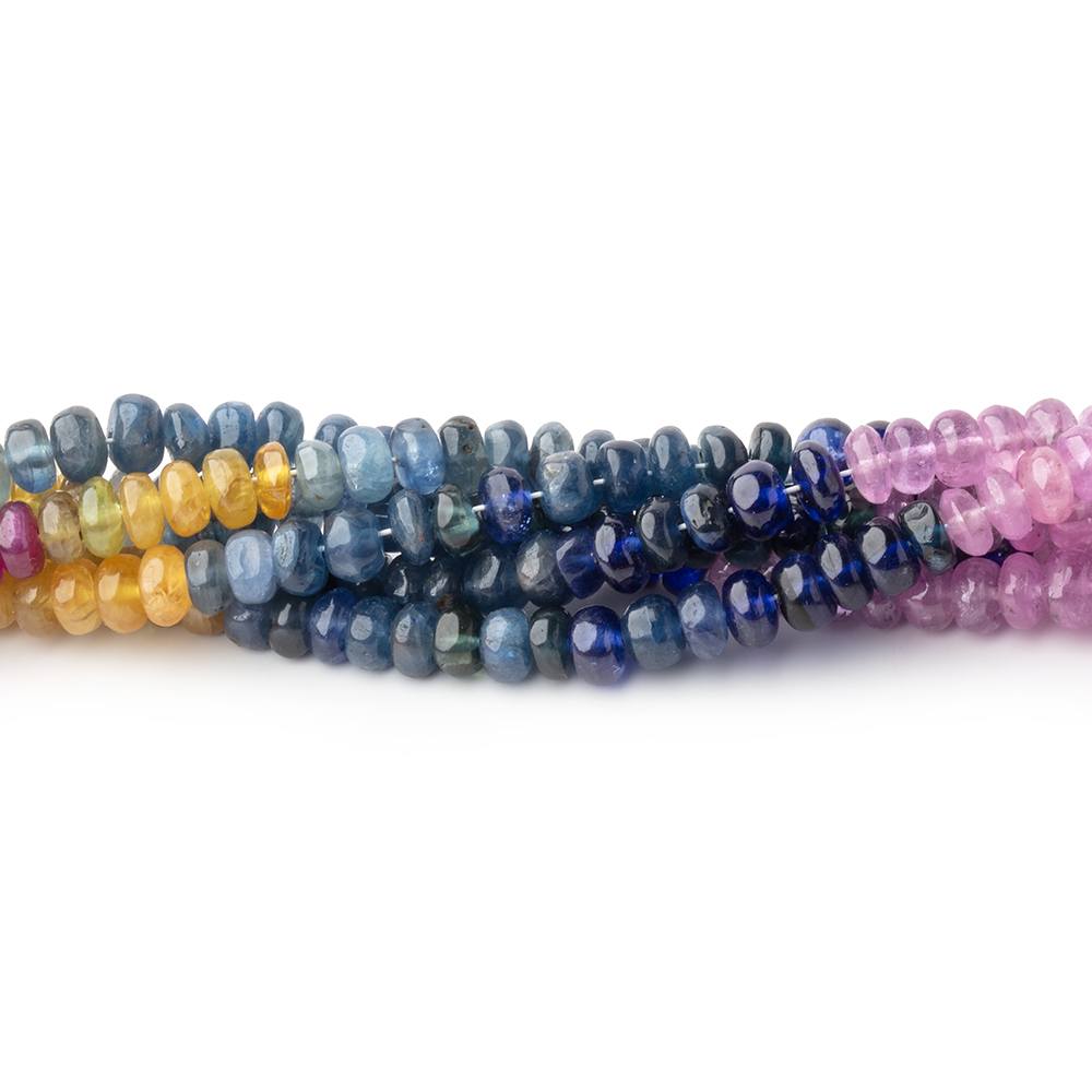 4 - 4.5mm Multi Color Sapphire Plain Rondelle Beads 18 inch 170 pieces AA - Beadsofcambay.com