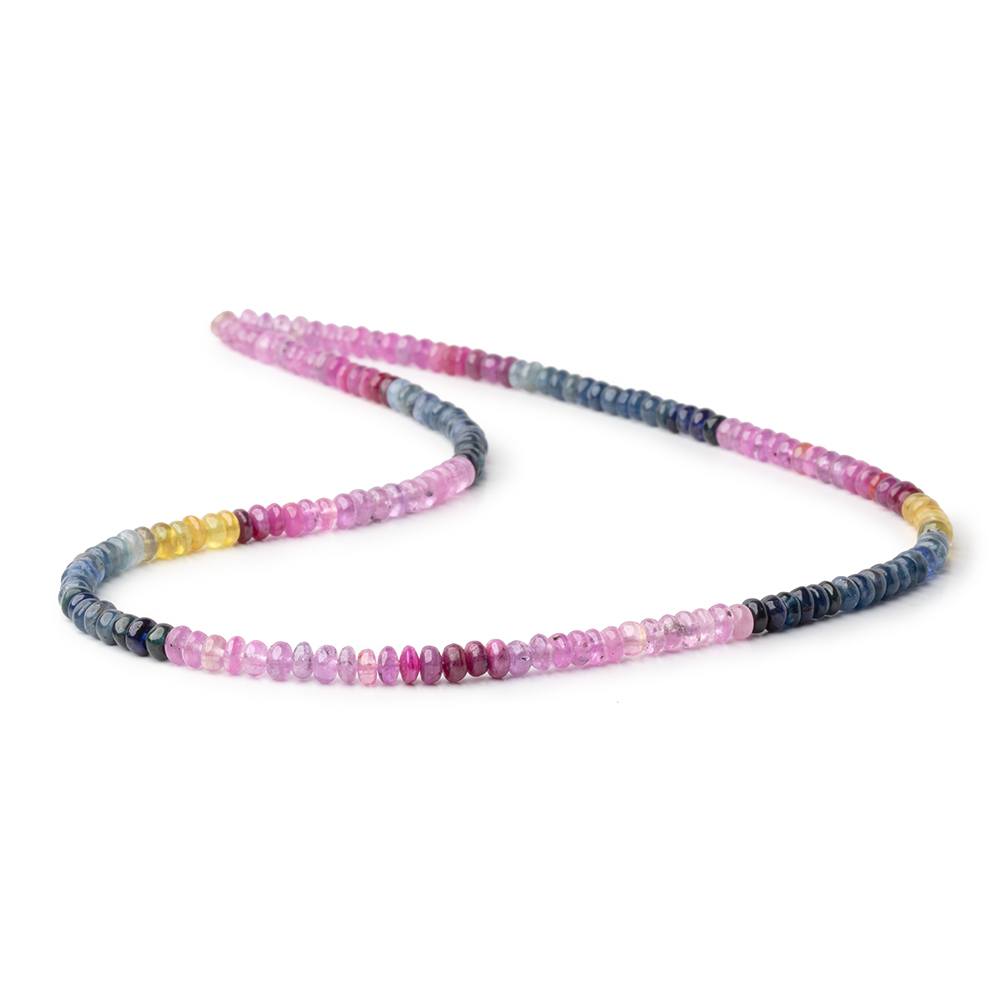 4 - 4.5mm Multi Color Sapphire Plain Rondelle Beads 18 inch 170 pieces AA - Beadsofcambay.com
